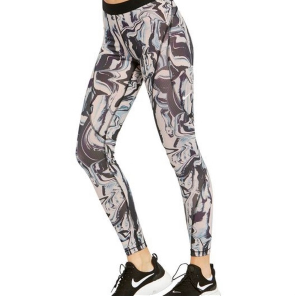 Nike Pro Hypercool Leg-A-See Pink Black Marble Women’s Leggings Size Medium